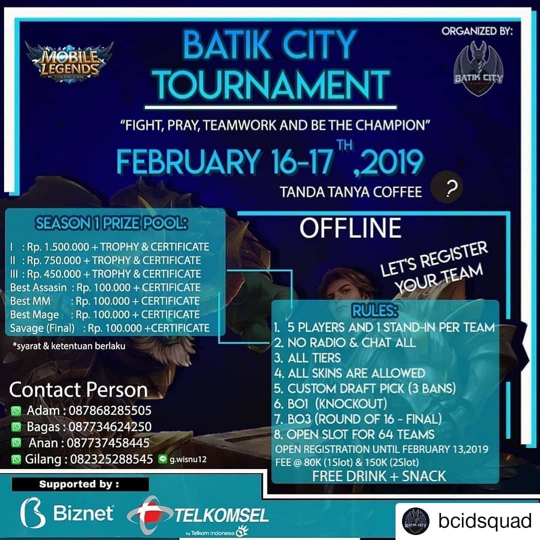 EVENT PEKALONGAN - BATIK CITY TOURNAMENT MOBILE LEGENDS